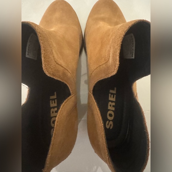 Sorel Women's Lolla Cut Out Suede Ankle Booties Camel Brown Stacked Heel Size 10 - Picture 7 of 11